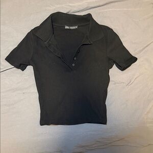Zara Black Short Sleeve Polo